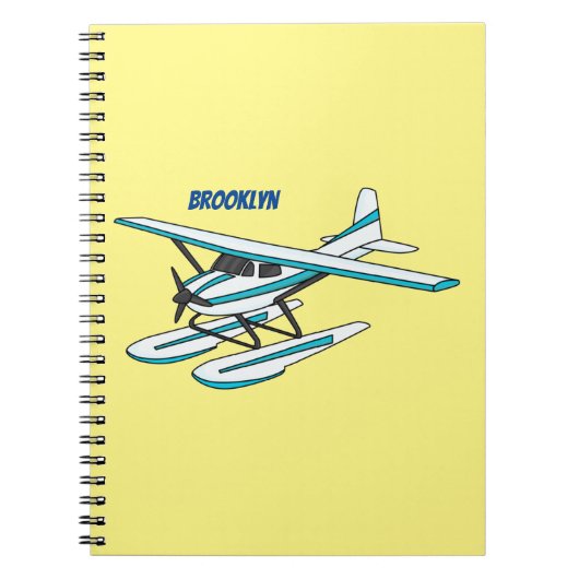 Carnet Illustration d'hydravion bleu blanc (Devant)
