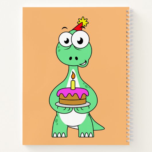 Carnet Illustration Du Brontosaurus Avec Gâteau D'Anniver (Dos)