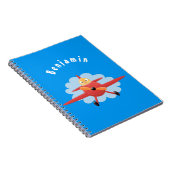 Carnet Illustration d'un avion rouge volant mignon (Côté Droit)