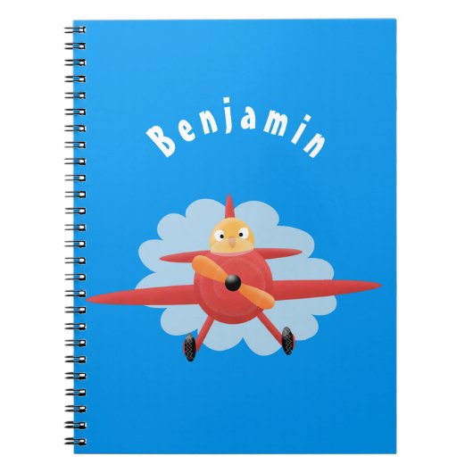 Carnet Illustration d'un avion rouge volant mignon (Devant)