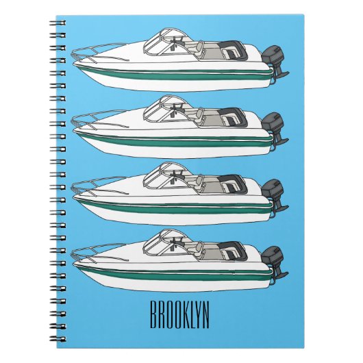 Carnet Illustration d'un bateau à moteur (Devant)