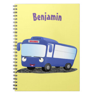 Carnet Illustration d'un bus moderne bleu mignon