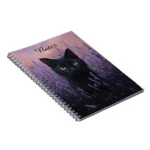 Carnet Illustration d'un chat noir dans un champ de lavan (Côté Droit)