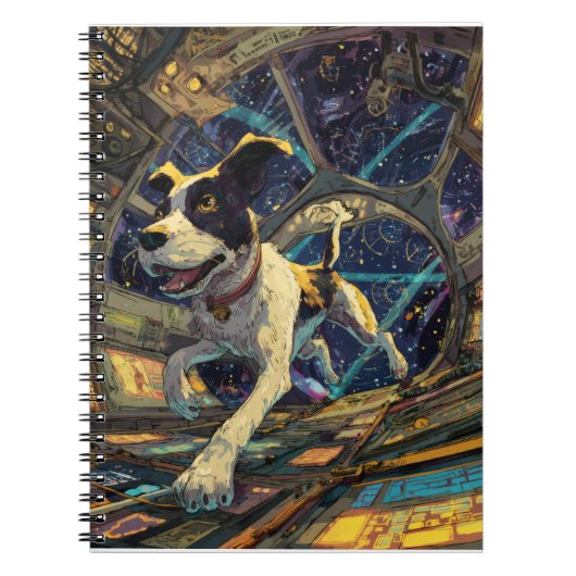 Carnet Illustration d'un chien aventurier dans l'espace (Devant)