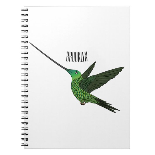 Carnet Illustration d'un colibri à bec épée (Devant)
