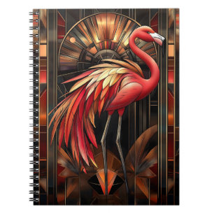 Carnet Illustration d'un Flamant rose Art déco dynamique