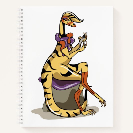 Carnet Illustration D'Un Iguanodon Qui Polit Ses Ongles. (Devant)