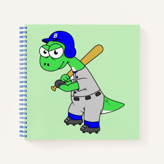 Carnet Illustration D'Un Joueur De Baseball Brontosaurus. (Devant)