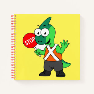 Carnet Illustration D'Un Parasaurolophus Traffic Enforcer