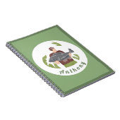 Carnet Illustration d'un pêcheur vert moderne Nom de la p (Côté Droit)