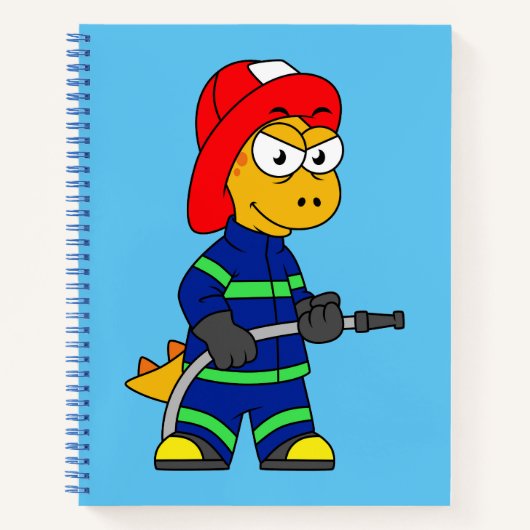 Carnet Illustration D'Un Pompier Tyrannosaurus Rex. (Devant)