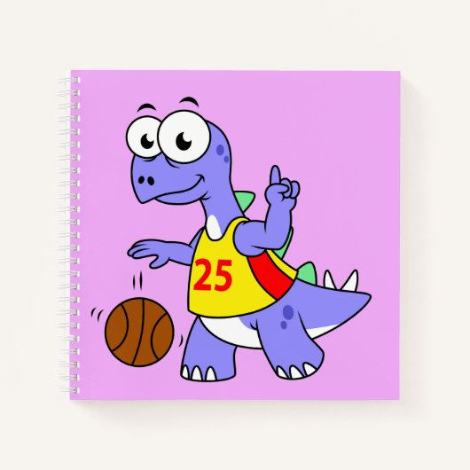 Carnet Illustration D'Un Stegosaurus Jouant Au Basket. (Devant)