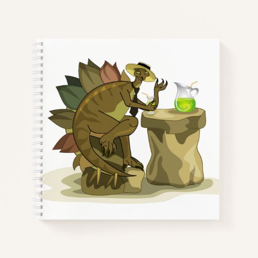 Carnet Illustration D'Un Stegosaurus Qui Boit Une Boisson (Devant)
