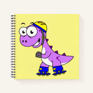 Carnet Illustration D'Un Tyrannosaurus Rex De Patinage.