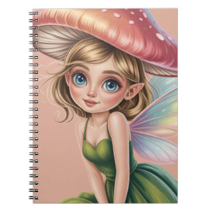 Carnet Illustration d'une fée de la forêt avec un chapeau