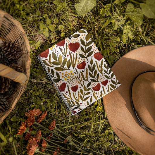 Carnet Illustration florale botanique d'orange brûlé