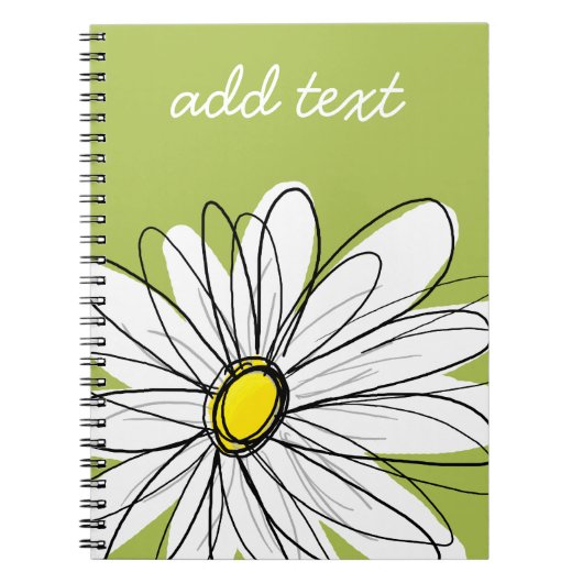 Carnet Illustration florale Daisy tendance - chaux et jau (Devant)