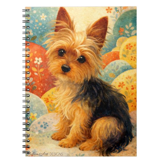 Carnet Illustration florale de Yorkshire Terrier (Devant)