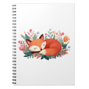 Carnet Illustration Florale Renard Endormi Mignonne