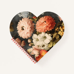 Carnet Illustration florale vintage avec fleurs mélangées