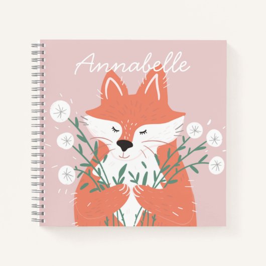 Carnet Illustration Fox Fleurs d'odeur personnalisée (Devant)