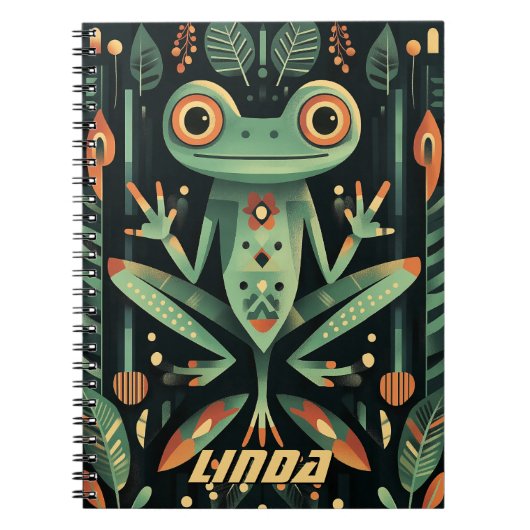 Carnet Illustration géométrique de grenouille verte (Devant)