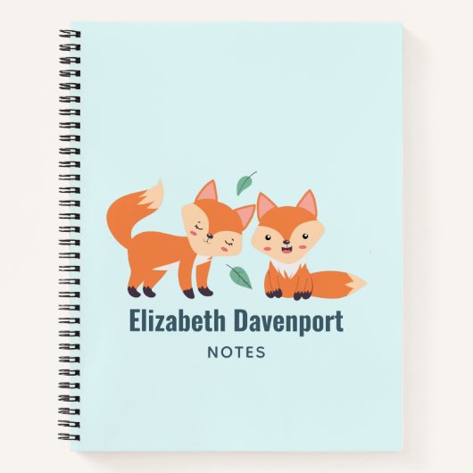 Carnet Illustration graphique des renards orange mignons (Devant)
