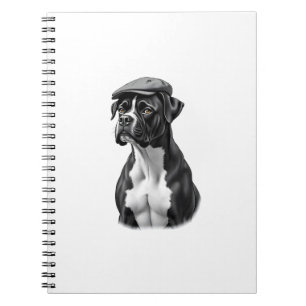 Carnet Illustration graphique monochrome de boxer vintage