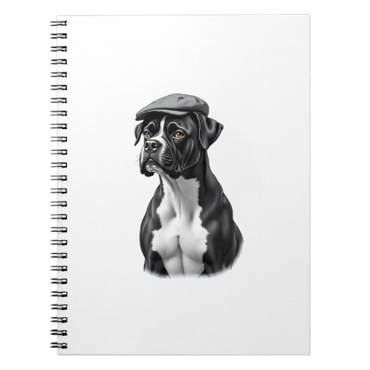 Carnet Illustration graphique monochrome de boxer vintage (Devant)