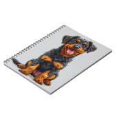 Carnet Illustration joyeuse d'un chien noir et feu (Côté gauche)