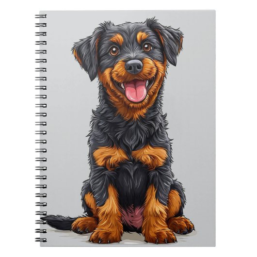 Carnet Illustration joyeuse d'un chien noir et feu (Devant)