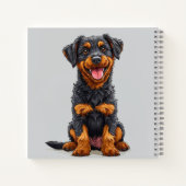 Carnet Illustration joyeuse d'un chien noir et feu (Dos)