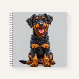 Carnet Illustration joyeuse d'un chien noir et feu