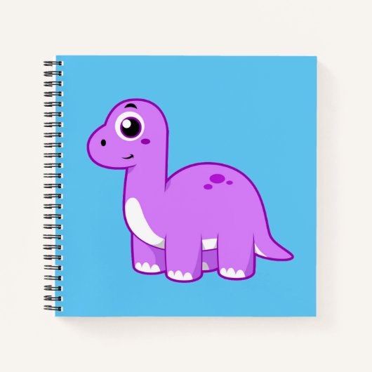 Carnet Illustration Mignonne D'Un Brontosaurus Dinosaure. (Devant)