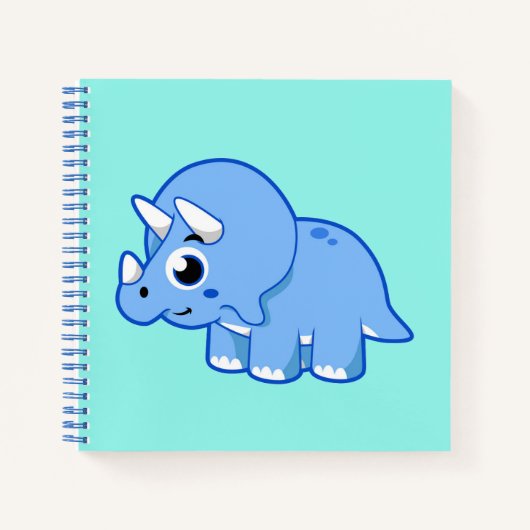 Carnet Illustration Mignonne D'Un Dinosaure Tricératops. (Devant)