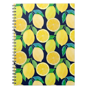 Carnet Illustration motif vintage du citron d'aquarelle