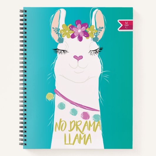Carnet Illustration No Drama Llama Monogramme (Devant)