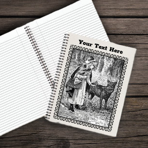 Carnet Illustration noire du Petit Chaperon Rouge panier