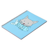 Carnet Illustration of a cat eating fish. (Côté gauche)