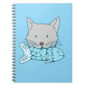 Carnet Illustration of a cat eating fish. (Devant)