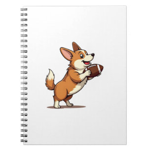 Carnet Illustration Rétro de Chien de Football Corgi Spor