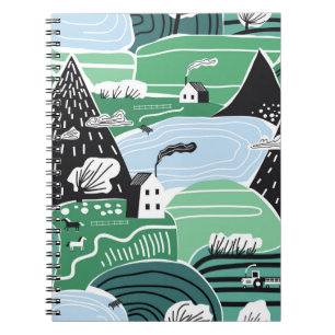 Carnet Illustration scandinave abstraite dessinée à la ma
