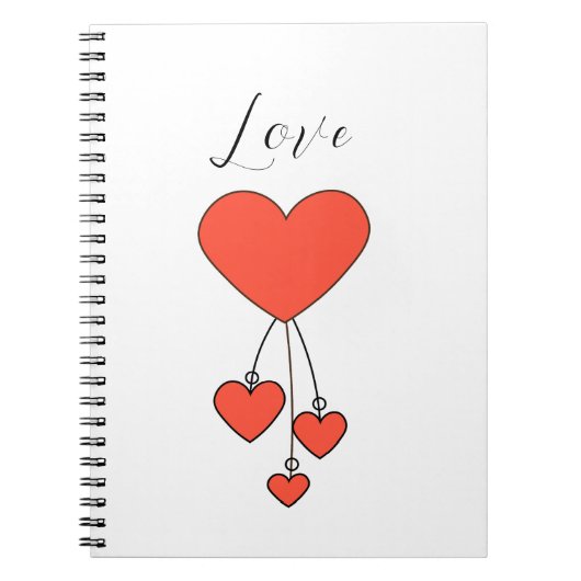 Carnet Illustration simple avec coeur écarlate Amour (Devant)