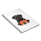 Carnet Illustration vectorielle de sushi de pug noir mign (Côté Droit)