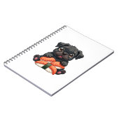Carnet Illustration vectorielle de sushi de pug noir mign (Côté gauche)