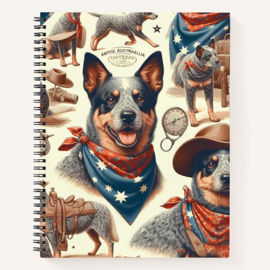 Carnet Illustration vintage Australian Cattle Dog (Devant)