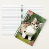 Carnet Illustration vintage de chat avec Fleurs rouges (À l'intérieur)