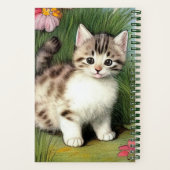 Carnet Illustration vintage de chat avec Fleurs rouges (Verso)