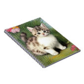 Carnet Illustration vintage de chat avec Fleurs rouges (Côté Droit)