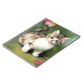 Carnet Illustration vintage de chat avec Fleurs rouges (Côté gauche)